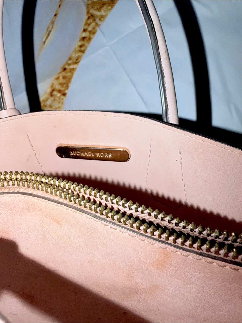 Michael Kors Pink And Vanilla Signature Satchel View 5